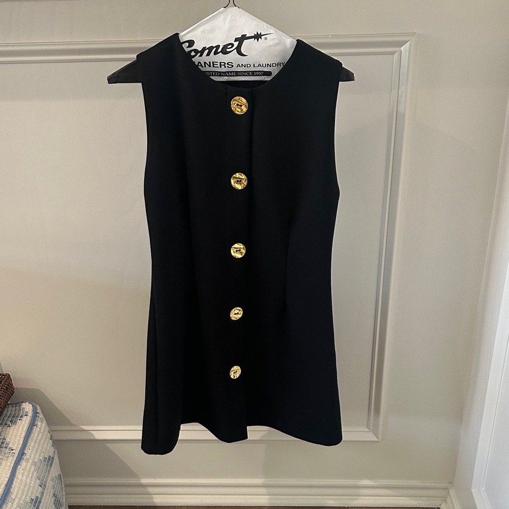 Zara Black Mini Dress with Gold Buttons